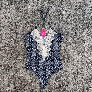 🫐NWT Boho Halter Bodysuit